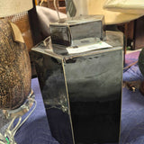 Large Metallic Charcoal Ceramic Jar