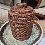 Woven Rattan Lidded Jar