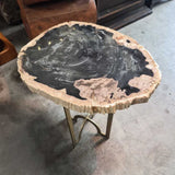 Unique Round Accent Table with Stone Top