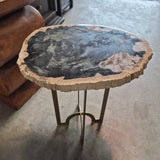 Unique Round Accent Table with Stone Top