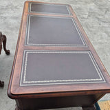 Leather Top Executive Desk And Carved Arm Chair