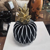 Decorative Black and White Pineapple with Gold Top