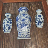 Blue and White Floral Porcelain Vases Set