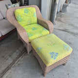 Wicker Chair with Yellow Floral Cushions
