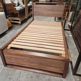 Modern Walnut Platform Twin Bed