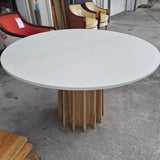White Washed Oak Slatted Pedestal Table