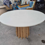White Washed Oak Slatted Pedestal Table