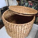 Large Natural Woven Lidded Storage Basket