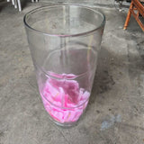 Large Tinted Glass Vase With Pink Blossom