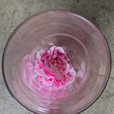 Large Tinted Glass Vase With Pink Blossom