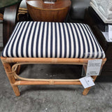 Natural Rattan Bench With Navy Stripe