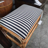 Natural Rattan Bench With Navy Stripe