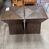 Pair of Sculptural Split-Reed Bunching Tables