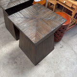 Pair of Sculptural Split-Reed Bunching Tables