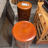 Pair of Glazed Ceramic Basket-Weave Garden Stools
