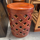 Pair of Glazed Ceramic Basket-Weave Garden Stools