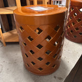 Pair of Glazed Ceramic Basket-Weave Garden Stools