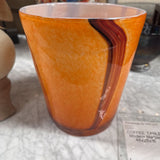 Vintage Orange Glass Vase with Striped Design