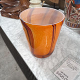 Vintage Orange Glass Vase with Striped Design