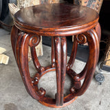 Round Wooden Stool with Curved Legs
