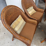 High Back Woven Rattan Armchair