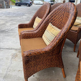 High Back Woven Rattan Armchair