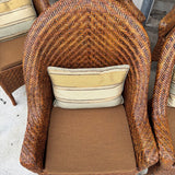High Back Woven Rattan Armchair