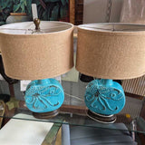 Turquoise Octopus Decorative Table Lamp pair