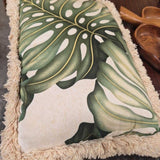 Green Monstera Leaf Decorative Pillow