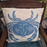 Blue Crab Print Pillow