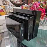 Set Of 3 Black Ceramic Through Vase