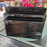 Set Of 3 Black Ceramic Through Vase