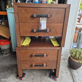 Pair Of Burl-Two Drawer Nightstand