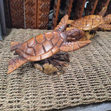 Small Carved Wood Honu Turtle - Dark Finish