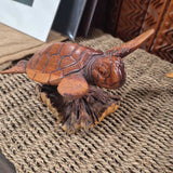 Small Carved Wood Honu Turtle - Dark Finish