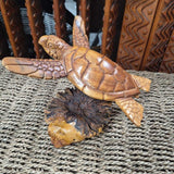 Small Carved Wood Honu Turtle - Honey Finish