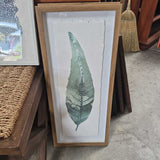 Framed Teal Leaf Print - I