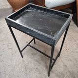 Black Marble Tray-Top Accent Table