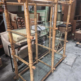 Vintage Bamboo Glass Display Shelf