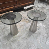Pair Of Modern Glass Top Side Tables