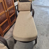 Woven Outdoor Chaise Lounge with Cream Cushions