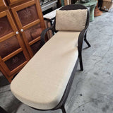 Woven Outdoor Chaise Lounge with Cream Cushions