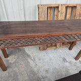 Carved Floral Lattice Wood Console Table