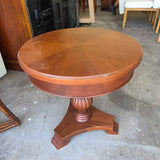 Round Wood Pedestal Accent Table