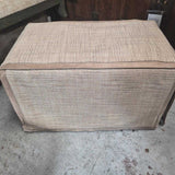 Brown Fabric Rolling Ottoman