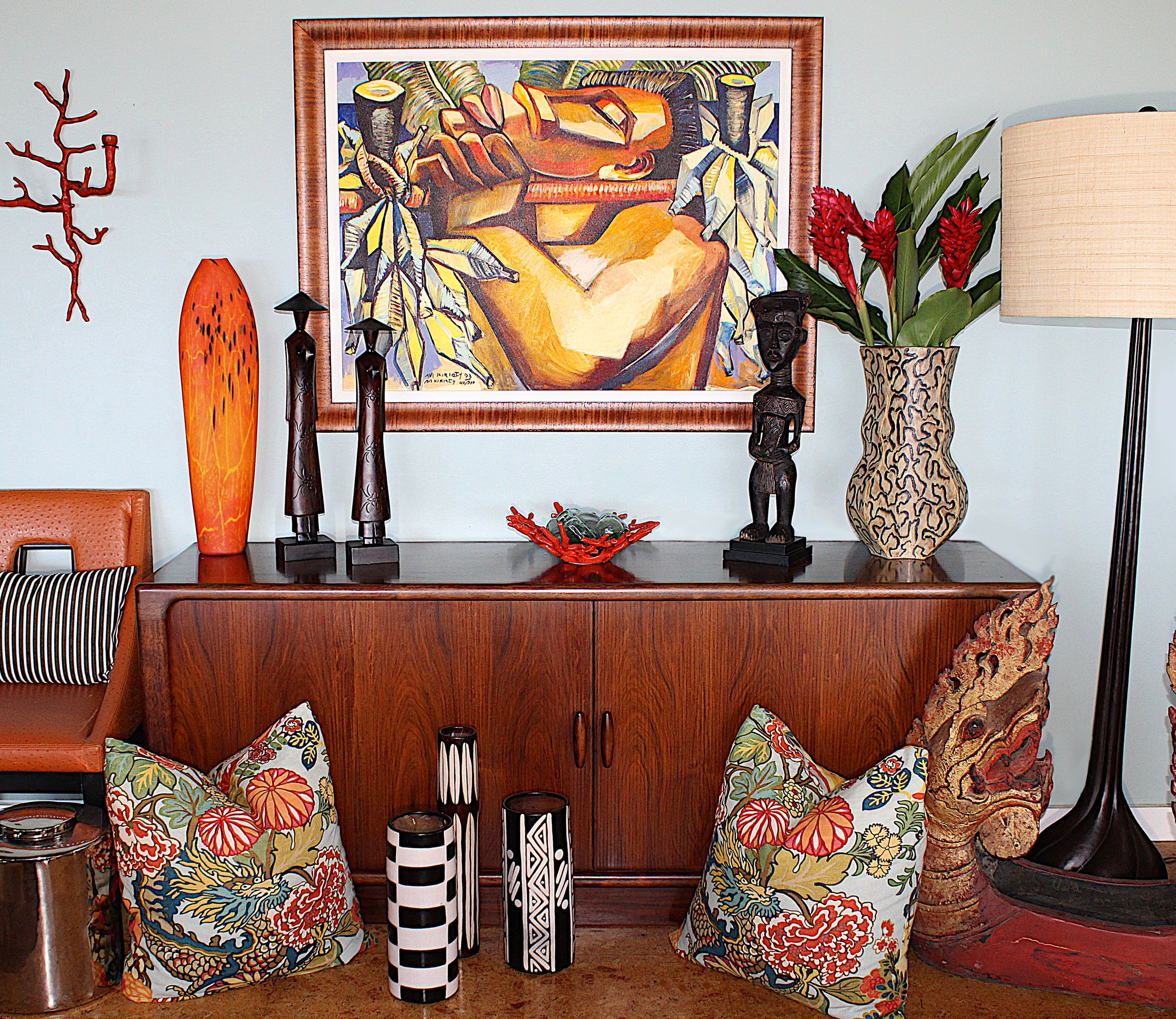 Curated high-end furniture in a beautifully designed island interior