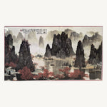 Chinese River Landscape Embroidered Textile — cropped and straightened original photograph; full frame shown in additional photos