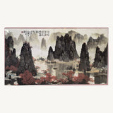 Chinese River Landscape Embroidered Textile — cropped and straightened original photograph; full frame shown in additional photos